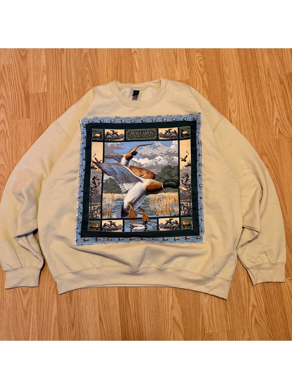 Gildan Sand Crewneck Mallards In The Marsh Duck Sweatshirt Size 2X